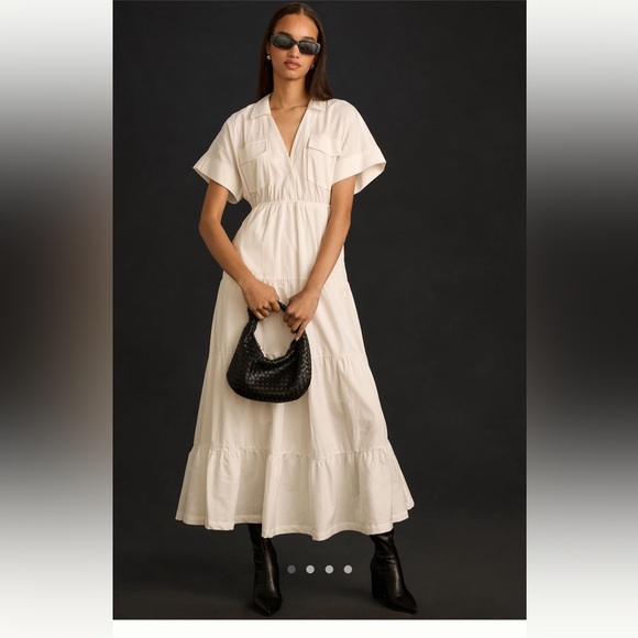 Anthropologie Dresses & Skirts - Anthropologie Cream Maxi Dress with Tiered Skirt
